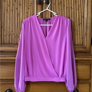 Boston Proper Pink Wrap Blouse